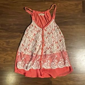Pink lace tank top